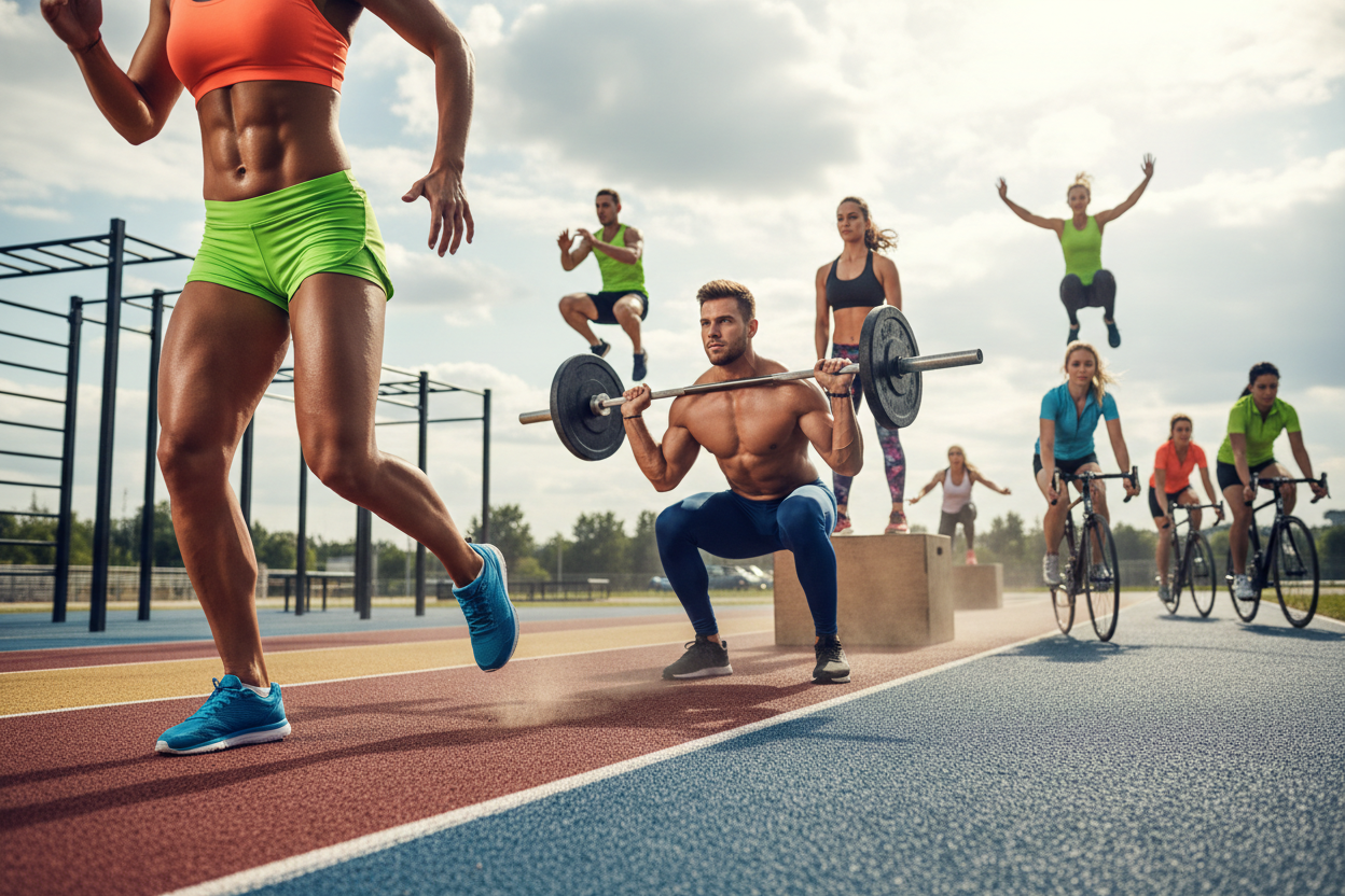 pernosas hombres y mujeres en actividad fitness y deporte 